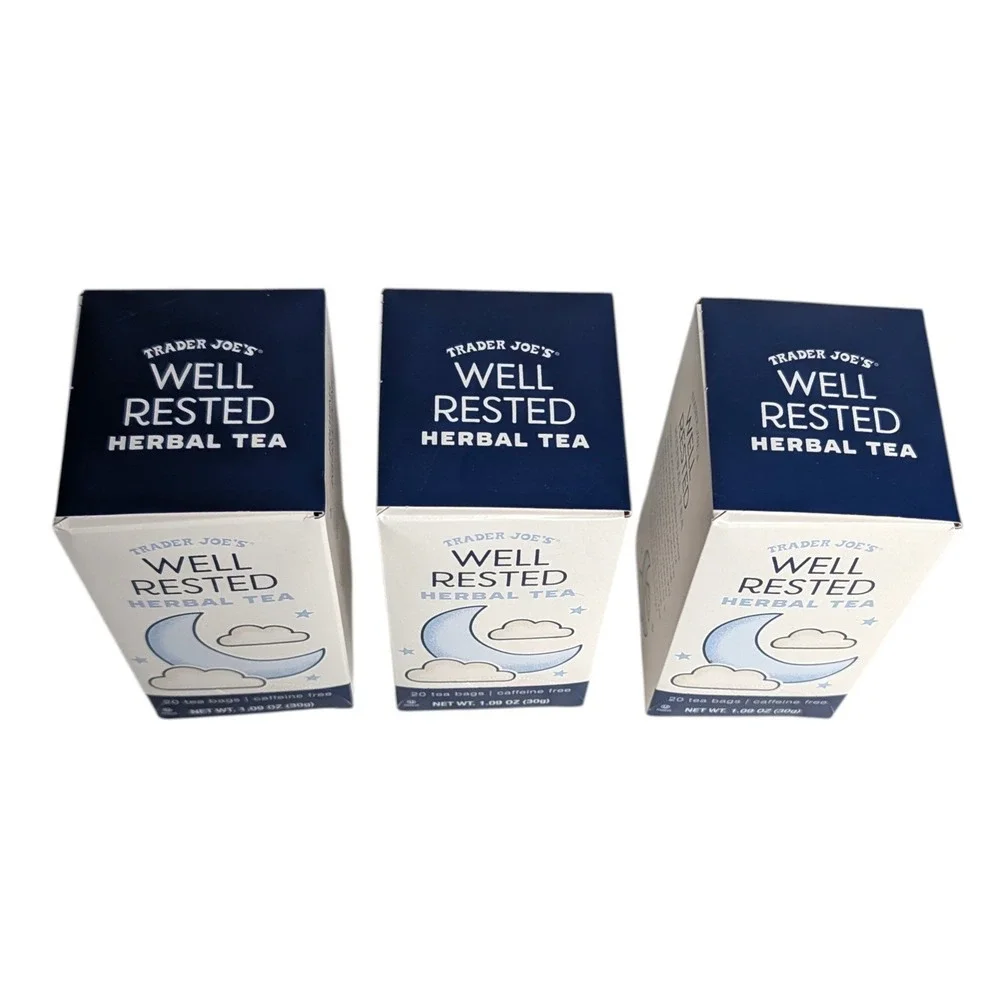 Lot of 3 Boxes Trader Joe's Well Rested Chamomile Herbal‎ Tea 20 Tea Bags Each